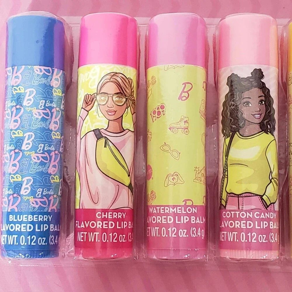 Mattel BARBIE 8 Pack of Multi Flavored Lip Balms Gifts Parties Assorted